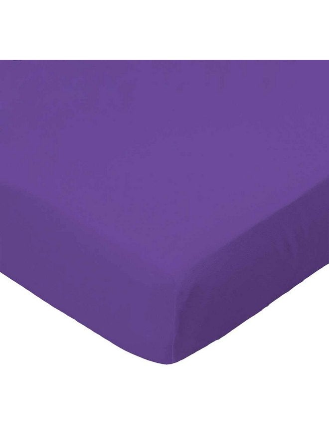 SHEETWORLD.COM SheetWorld Fitted 100% Cotton Percale Pack N Play Sheet Fits Graco 27 x 39, Solid Purple Woven, Made in USA - Image 1