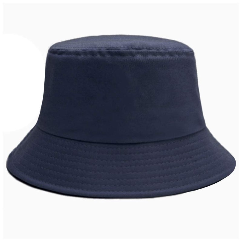Sydbecs Bucket Hat for Women Men, Reversible Cotton Summer Sun Beach Cap Solid Color Style (Navy) - Image 2