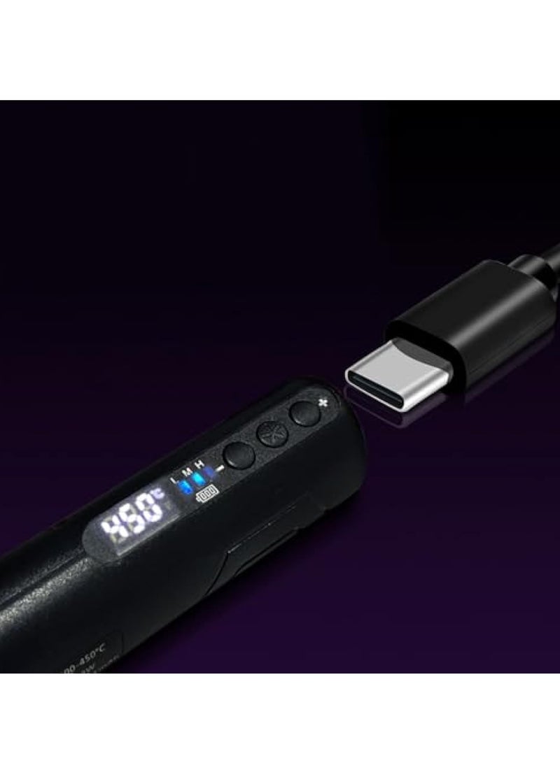 KASTWAVE Portable Electric Soldering Iron 200-450℃, Electric Desoldering Soldering Iron Solder, Multifunctional USB Soldering Welding Pen with LED Illuminating Light for Soldering Repairing and Maintenance Use - Image 4