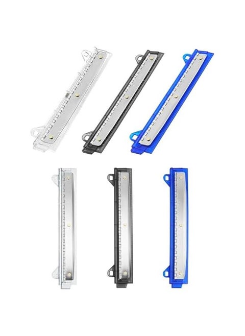 Set of 6 Ring Binder Punch, 3 Hole Punch, Binder Hole Punches, 5 Sheet Capacity, Plastic Ruler with Hole Puncher for Notebook or Binder, School or Office Use (Black, Clear, Blue)