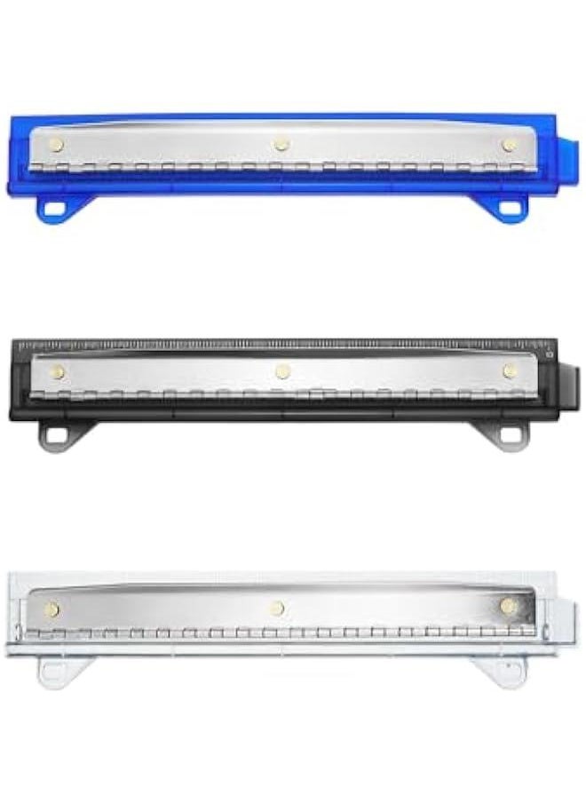 Arabest Set of 6 Ring Binder Punch, 3 Hole Punch, Binder Hole Punches, 5 Sheet Capacity, Plastic Ruler with Hole Puncher for Notebook or Binder, School or Office Use (Black, Clear, Blue)  - Image 2