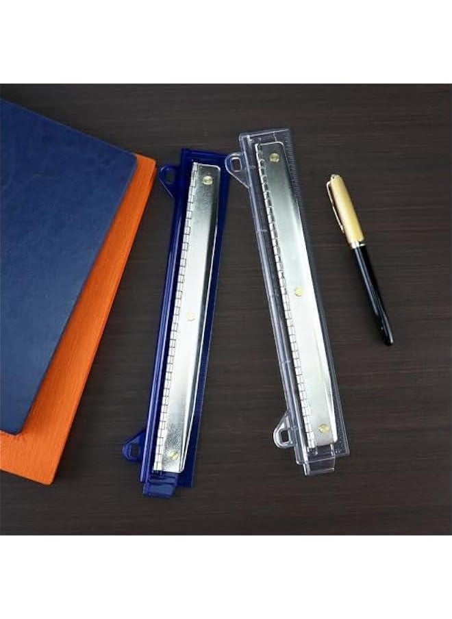 Arabest Set of 6 Ring Binder Punch, 3 Hole Punch, Binder Hole Punches, 5 Sheet Capacity, Plastic Ruler with Hole Puncher for Notebook or Binder, School or Office Use (Black, Clear, Blue)  - Image 3