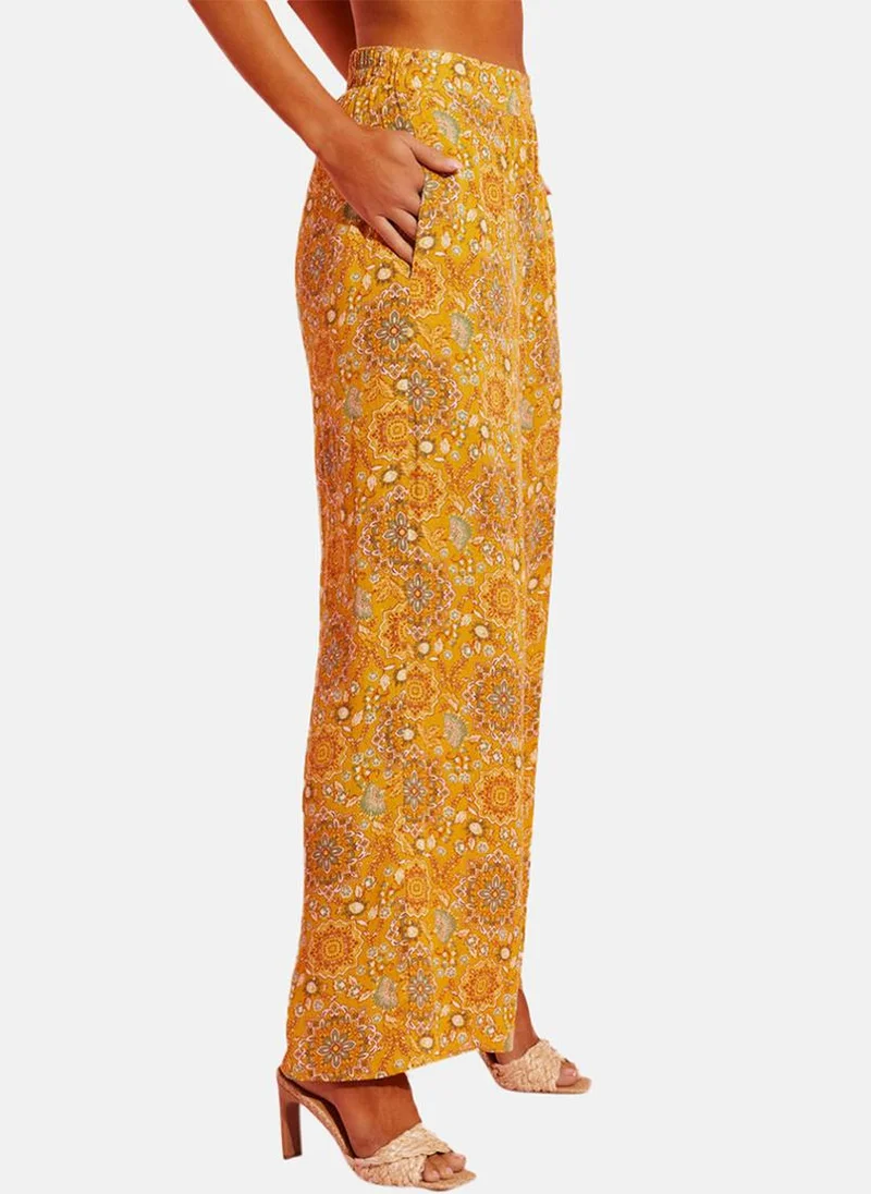 يونيكي Yellow Printed Casual Trouser