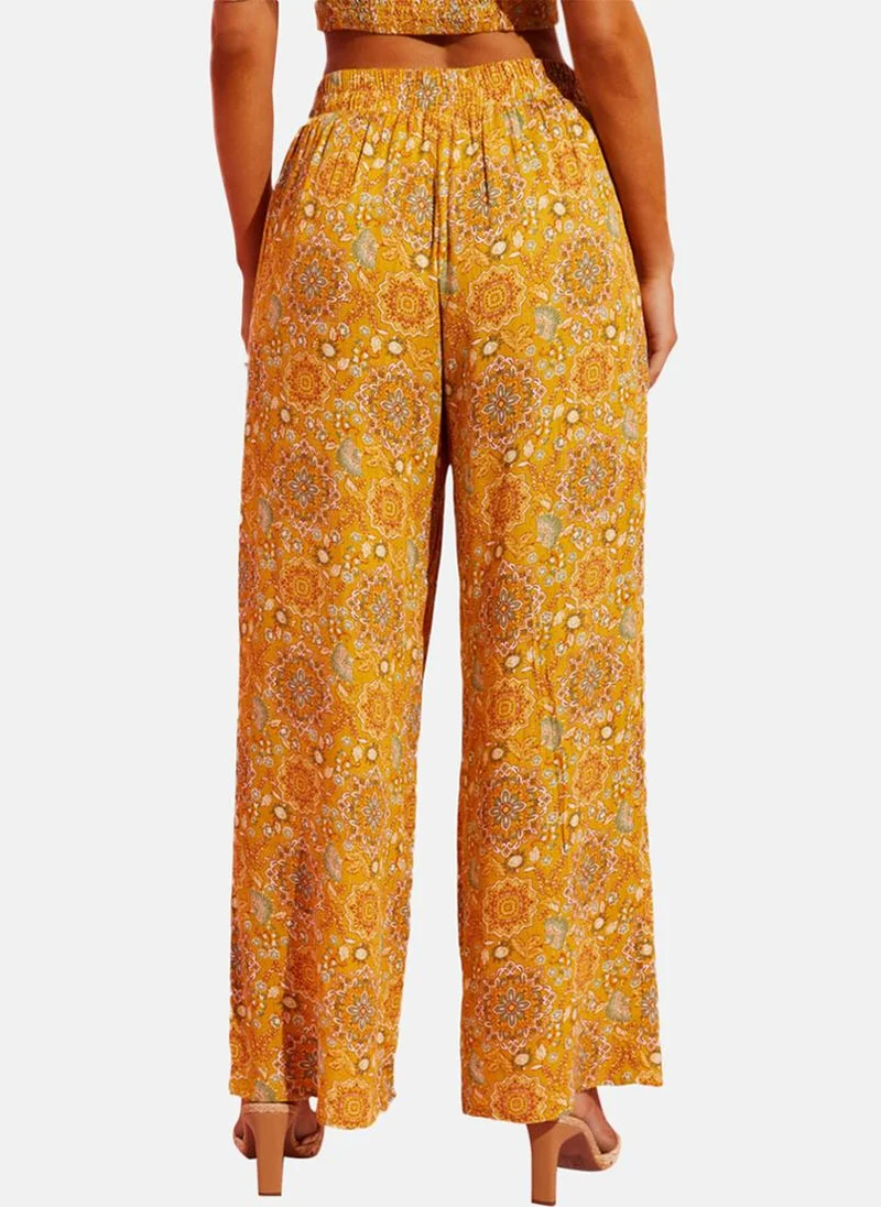 يونيكي Yellow Printed Casual Trouser