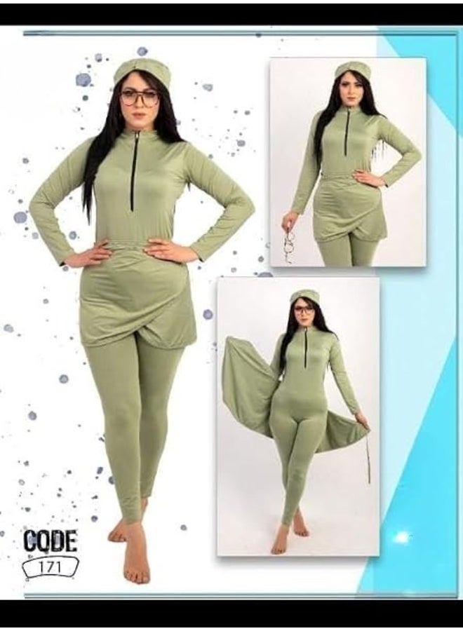 مايوه بوركيني حريمي – تصميم عملي بخامة مرنة للاستخدام المتكرر (كود 171) - Image 3
