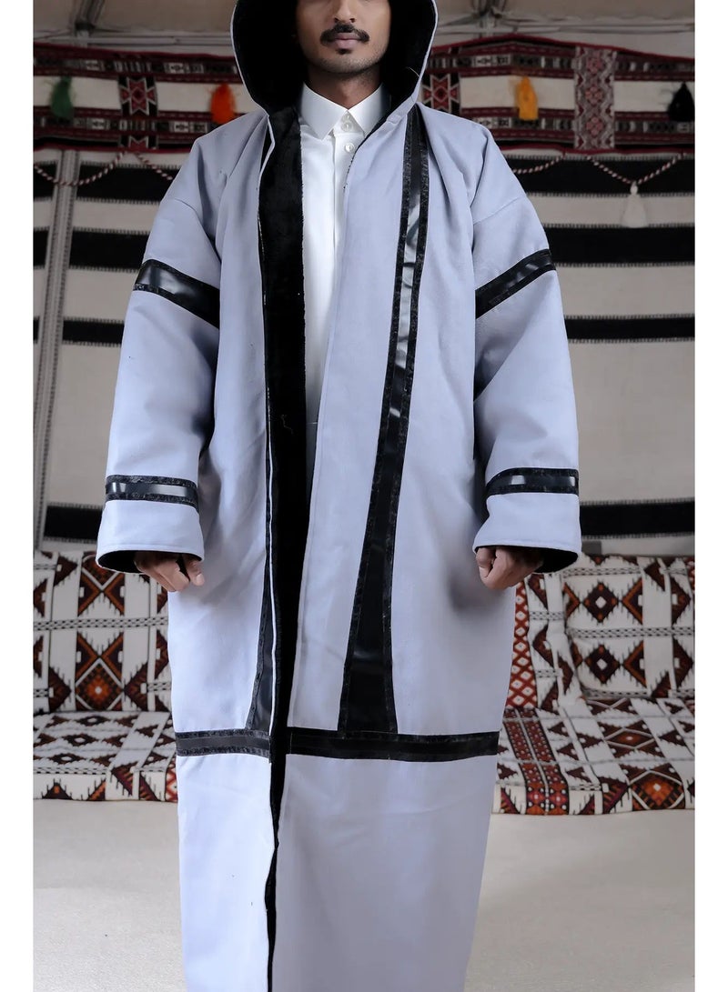 آر إس فروة جوخ رصاصي مخطط أسود - Image 5