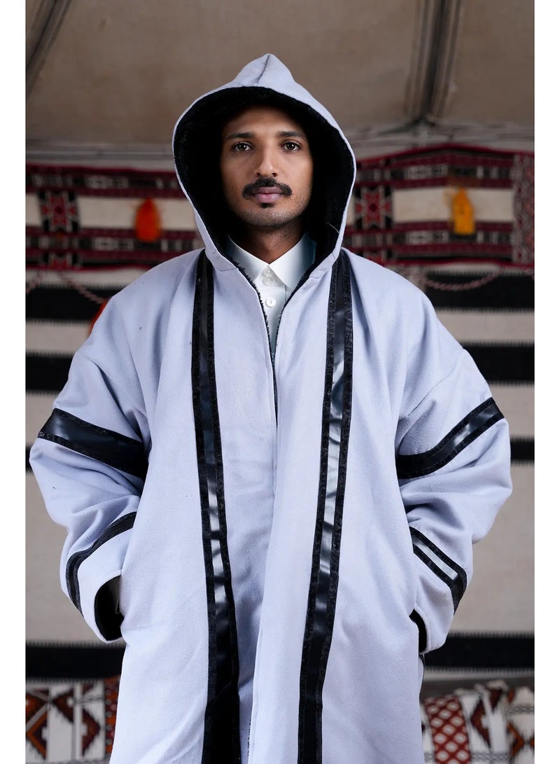 آر إس فروة جوخ رصاصي مخطط أسود - Image 1