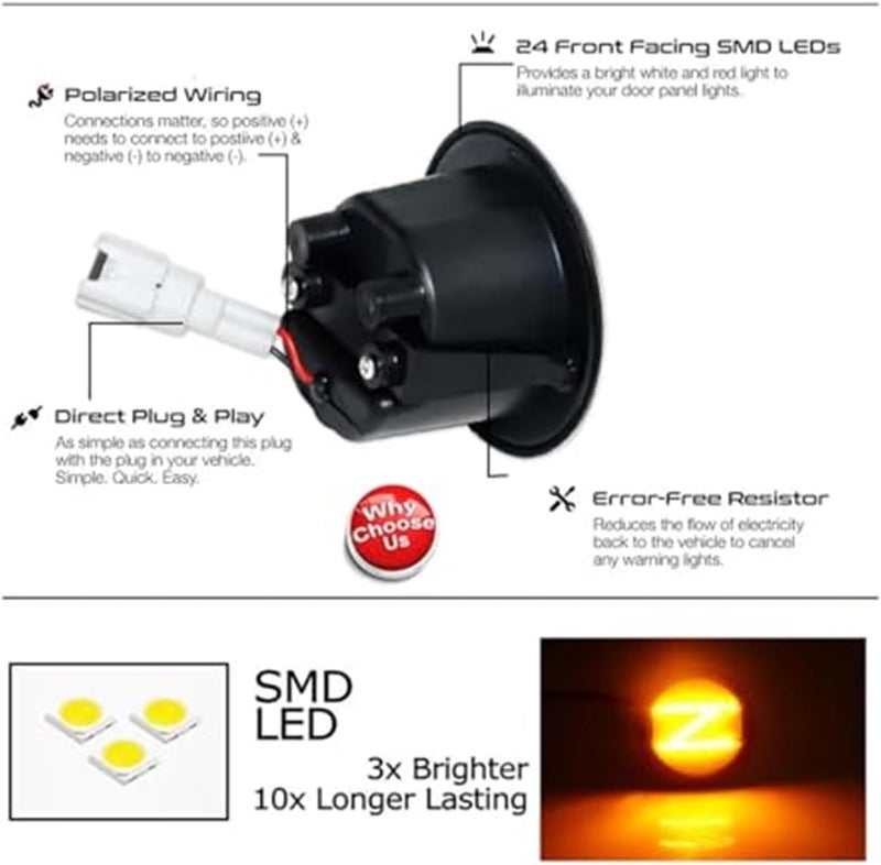 Wivplex LED Dynamic Amber Side Marker Lights for Nissan 370Z - Image 3