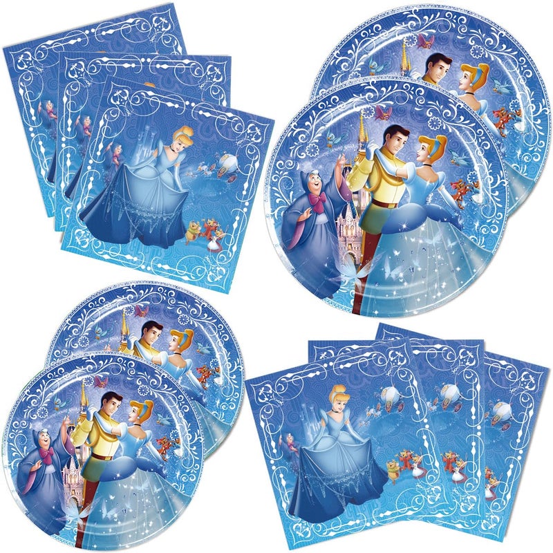 Omto 40Pack Cinderella Party Supplies include 20 plates 20 napkinsfor Cinderella birthday party decoration YRY - Image 2