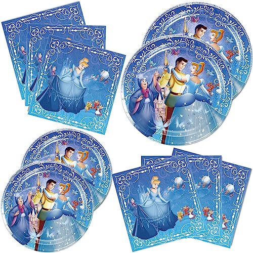 Omto 40Pack Cinderella Party Supplies include 20 plates 20 napkinsfor Cinderella birthday party decoration YRY - Image 1
