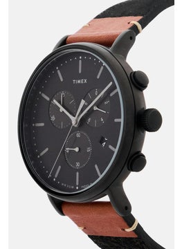 TIMEX Men T TW2R62100 Leather Analog Watch 41mm, Black  - Image 3