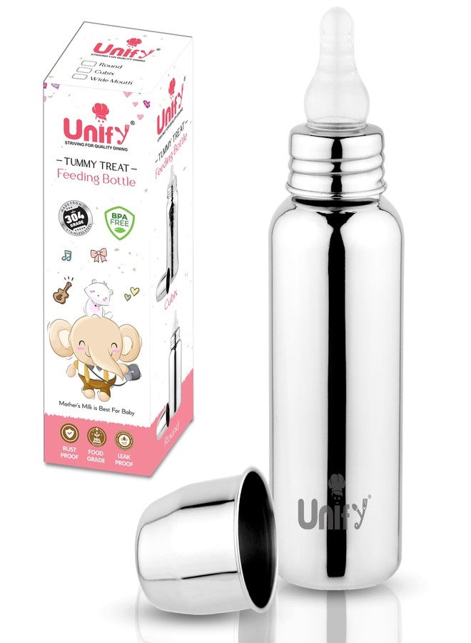 Unify Stainless Steel Baby Feeding Bottle (250 ML) | Flow Nipple Bottles |Sus 304 Grade Milk Drinking Bottle | BPA Free, Anti-Colic, Plastic-Free| Ideal for Newborns (Infant) & Toddlers (Set of 1) - Image 1