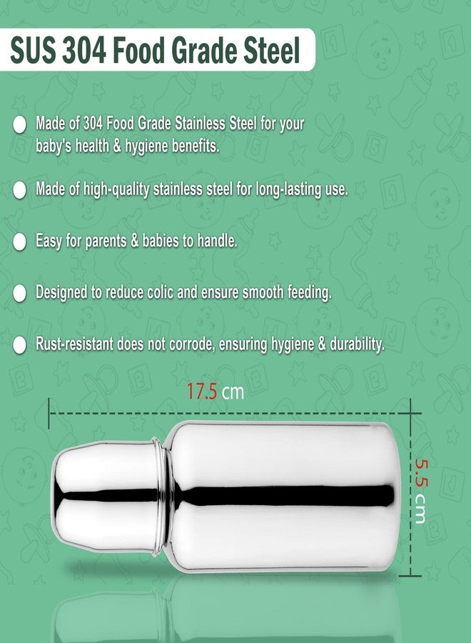 Unify Stainless Steel Baby Feeding Bottle (250 ML) | Flow Nipple Bottles |Sus 304 Grade Milk Drinking Bottle | BPA Free, Anti-Colic, Plastic-Free| Ideal for Newborns (Infant) & Toddlers (Set of 1) - Image 3