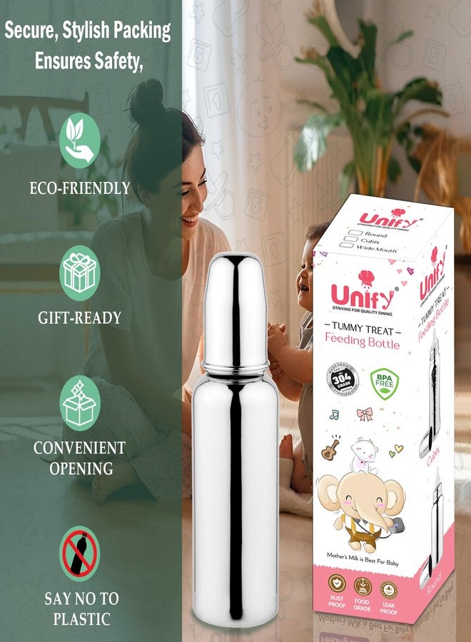 Unify Stainless Steel Baby Feeding Bottle (250 ML) | Flow Nipple Bottles |Sus 304 Grade Milk Drinking Bottle | BPA Free, Anti-Colic, Plastic-Free| Ideal for Newborns (Infant) & Toddlers (Set of 1) - Image 5