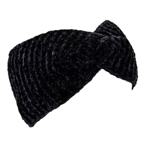 WKLOUYHE Soft Knot Woollen Knitted Warm Head Band Head Wrap Hairband Ear Warmer Hair Accessories for Winters_Free Size,Pack Of 01(Black) - Image 3
