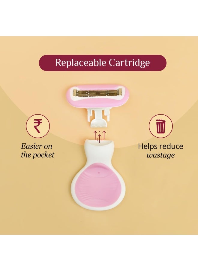Carmesi Body Razor for Women's Hair Removal |1 Pc | With Travel Case | 5-Blade Precision | Smooth & Hassle-Free Shaving on the Go | Aloe Vera & Vit E - Image 5