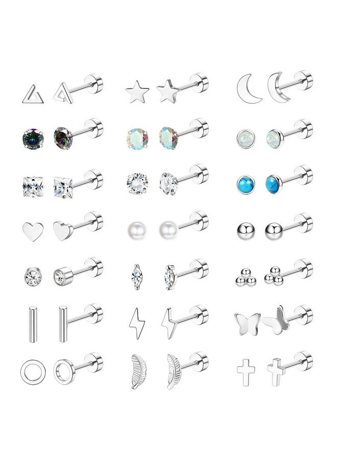 Jstyle Hypoallergenic Flat Back Stud Earrings for Women Men Surgical Stainless Steel Earrings Set for Sensitive Ears Cartilage Earring Small Flatback Studs Earrings Stacks Screw Back Silver Earrings - pzsku/ZB5A30E092D9CAF1F55D0Z/45/_/1741330041/2de90cba-123e-42eb-86d2-cd7205d1da92