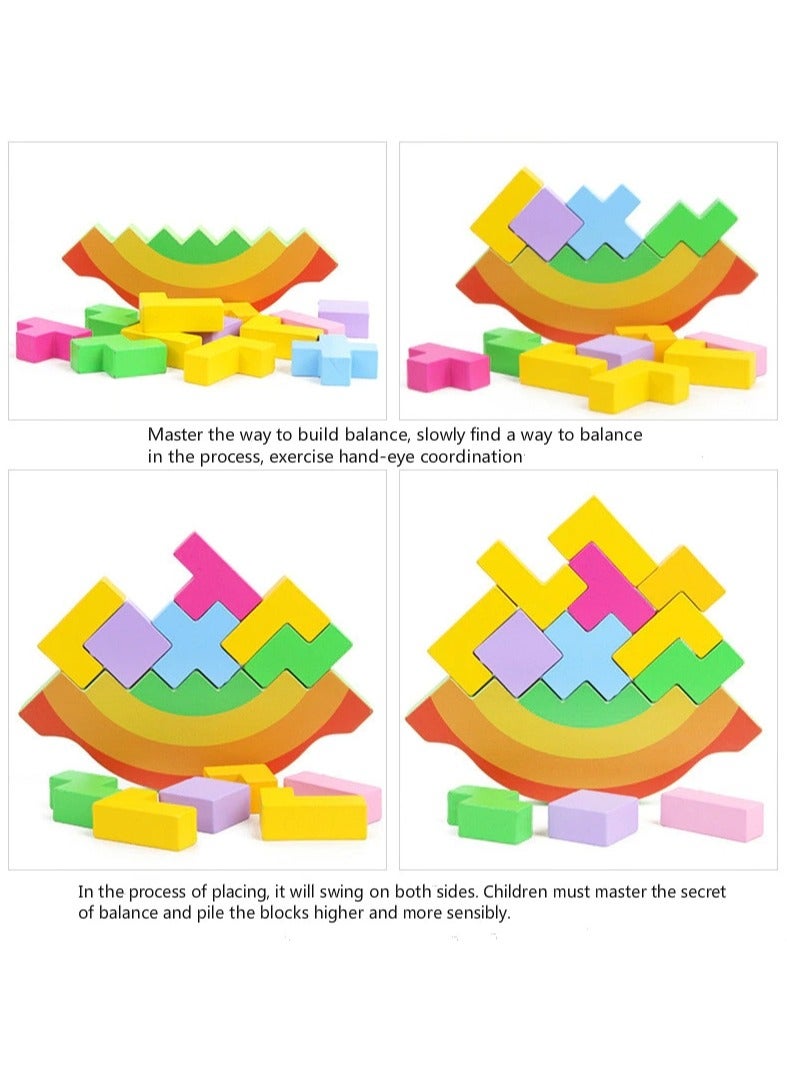 Wooden Balance Toy for Kids Rocking and stacking Height Tetris Puzzle - Image 4