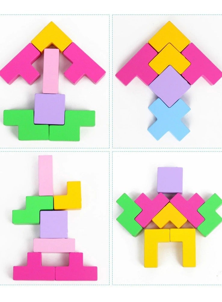 Wooden Balance Toy for Kids Rocking and stacking Height Tetris Puzzle - Image 3