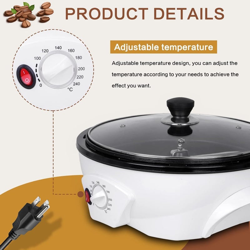 zamzin Premium Home Coffee Roaster Machine - Electric Roasting with Timer, Temperature Control, Smoke Reduction - Ideal for Small Batch, Fresh Coffee at Home, Coffee Lovers' Delight - Image 3