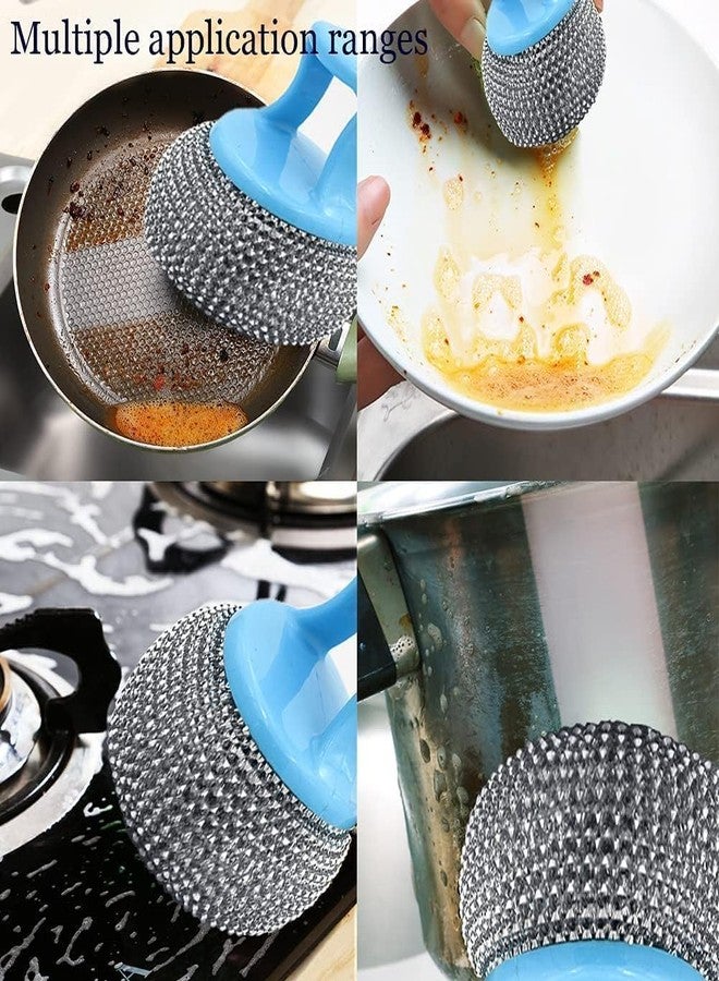 Sevia Multi-Purpose Scourer Scrub Pad with Plastic Handle Cleaning Easy Scouring Scrubbing Brush for Pot Pan Dish Wash Cleaning | Reusable Household Dish Scrubber (1Set of 2Pcs) - Image 3