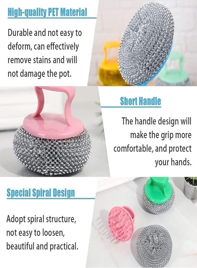 Sevia Multi-Purpose Scourer Scrub Pad with Plastic Handle Cleaning Easy Scouring Scrubbing Brush for Pot Pan Dish Wash Cleaning | Reusable Household Dish Scrubber (1Set of 2Pcs) - Image 2