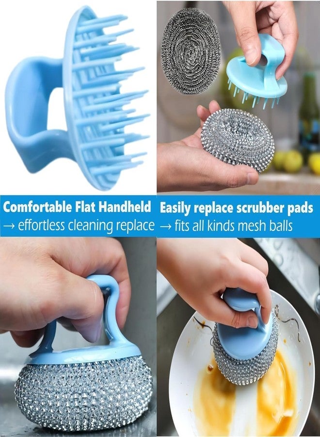 Sevia Multi-Purpose Scourer Scrub Pad with Plastic Handle Cleaning Easy Scouring Scrubbing Brush for Pot Pan Dish Wash Cleaning | Reusable Household Dish Scrubber (1Set of 2Pcs) - Image 5