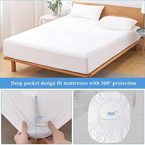Softhour King Waterproof Mattress Protector - Noiseless, Breathable, Machine Washable Fitted Mattress Cover with Deep Pocket up to 5”-21”（White） - Image 5