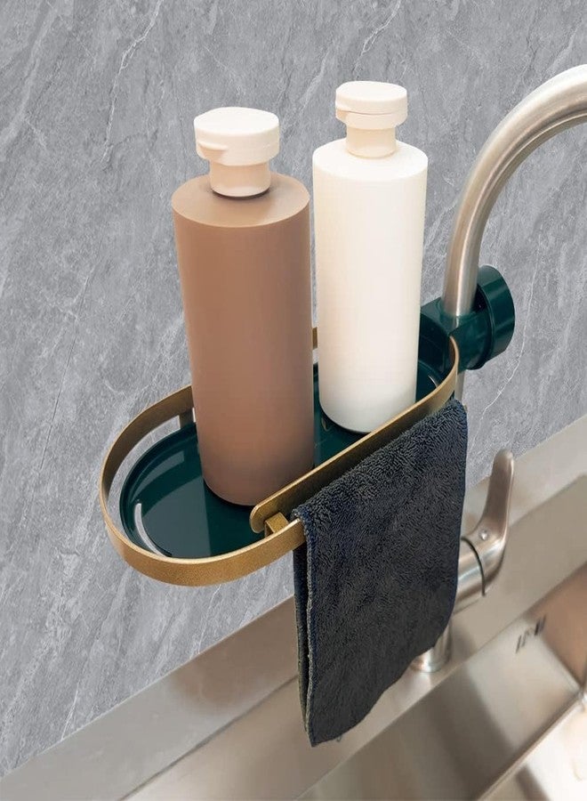 Deoxys Faucet Sponge Holder with Towel Bar, Holder Sink Caddy Organizer for Kitchen, Hanging Faucet Drainer Rack for Bathroom - Image 1