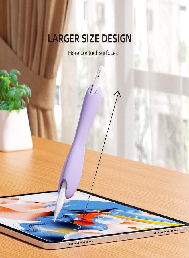 ELETIUO غلاف ELETIUO متوافق مع قلم أبل برو، الجيل 1/2، نموذج USB-C، غلاف سيليكون واقي بتصميم مريح مزدوج الرأس متوافق مع الشحن المغناطيسي والنقر المزدوج، بنفسجي - Image 4