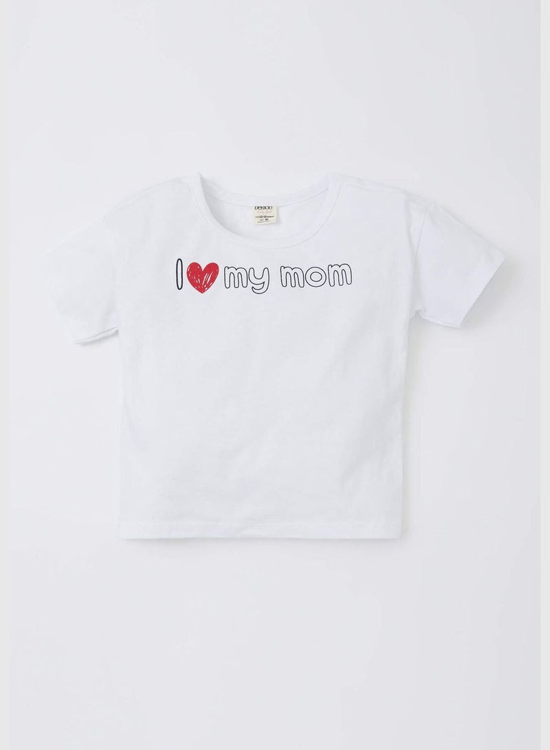 Regular Fit Short Sleeve Mothers Day Slogan Print T-Shirt