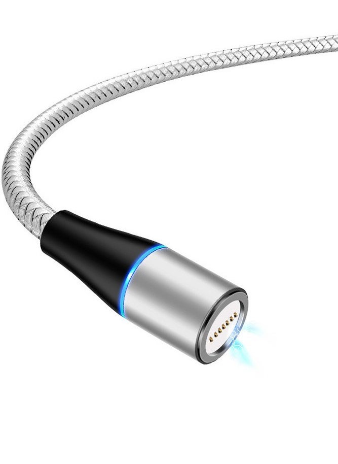Generic - ⭐ Magnetic DATA USB Cable 3A Fast Charging 380° Rotate with Type C+Micro+Lightning Plugs كابل شحن مغناطيسي ماغنيتك بطول 2 متر يدعم نقل البيانات يدعم الشحن السريع مع 3 راس متغير تايب سي وميكرو وايفون Magnetic Cable Fast Charging Cable Micro USB Type c & iOS Phone 3A Fast Charging With Data Transfer 7 Pin Connector 360 Degree Rotation LED Indication 2 Meter Length - Image 1