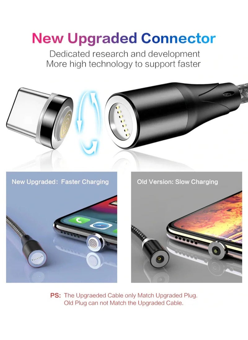 Generic - ⭐ Magnetic DATA USB Cable 3A Fast Charging 380° Rotate with Type C+Micro+Lightning Plugs كابل شحن مغناطيسي ماغنيتك بطول 2 متر يدعم نقل البيانات يدعم الشحن السريع مع 3 راس متغير تايب سي وميكرو وايفون Magnetic Cable Fast Charging Cable Micro USB Type c & iOS Phone 3A Fast Charging With Data Transfer 7 Pin Connector 360 Degree Rotation LED Indication 2 Meter Length - Image 1