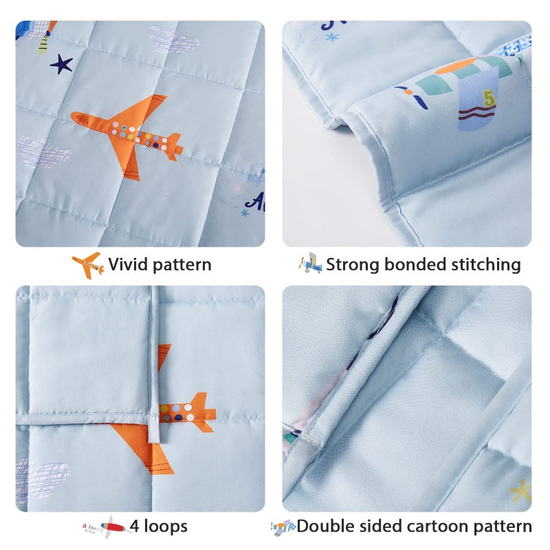 HOSUKKO Weighted Blanket - Weighted Blanket 10 lbs Blue Airplane Heavy Blanket - Small Size Bresthable Blanket(41 * 60 inches  10 lbs) - Image 3