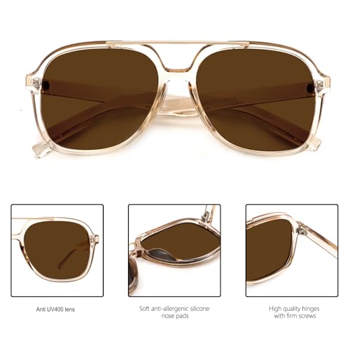 GUVIVI Retro Aviator Sunglasses for Women Men 2026 Square Top Bar Sun Glasses Sunnies 70s Lightweight Shades - Image 5
