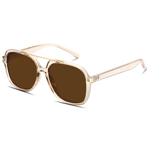 GUVIVI Retro Aviator Sunglasses for Women Men 2026 Square Top Bar Sun Glasses Sunnies 70s Lightweight Shades - Image 1