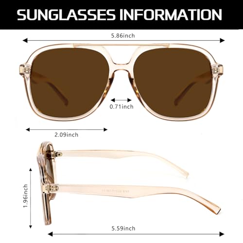 GUVIVI Retro Aviator Sunglasses for Women Men 2026 Square Top Bar Sun Glasses Sunnies 70s Lightweight Shades - Image 4