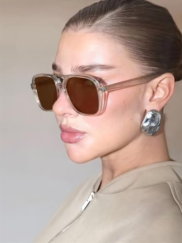 GUVIVI Retro Aviator Sunglasses for Women Men 2026 Square Top Bar Sun Glasses Sunnies 70s Lightweight Shades - Image 2