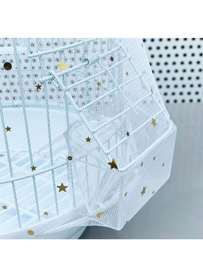 Generic XXL Birdcage Star Mesh Cover, Adjustable Birdcage Mesh Cover Birdcage Seed Feather Catcher Soft Skirt Cover Birdcage Nylon Mesh Netting Suitable for Parrot Parrot Macaw Round Square Cage to Prevent - Image 5