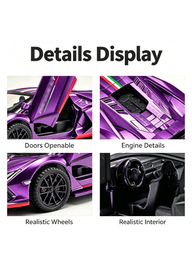 LAMBORGHINI High-Detail Alloy Car Model with Realistic Lighting & Sound Effects, 1:32 Scale Die-Cast Vehicle, Collectible Display Model for Adults & Kids - Image 5