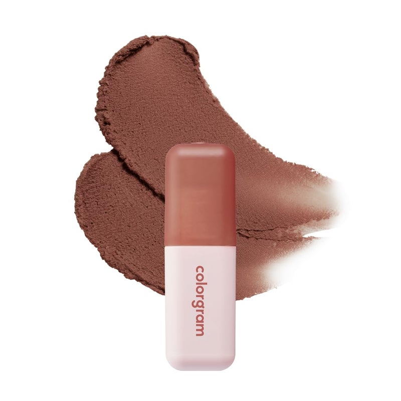 COLORGRAM NUDE BLUR TINT 08 HIP CHOCOLATE | K-Beauty Makeup, Soft-Focus Matte Lip Stain, 2-in-1 Lip & Cheek | Lightweight Blurring Tint for a Smooth & Airbrushed Finish, Non-Sticky Formula - Image 1
