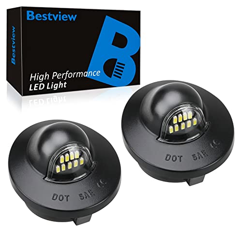 Bestview LED License Plate Light Tag Lights Assembly Compatible with Ford F150 F250 F350 F450 F550 Superduty Explorer Ranger Expedition Excursion Bronco, 6500K White Pack of 2 - Image 1