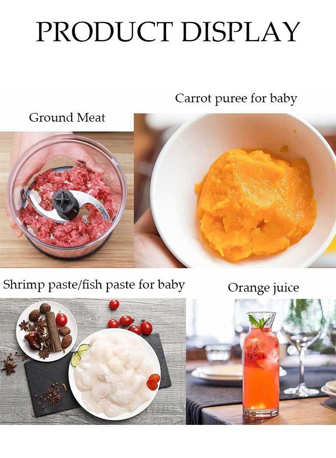 DUNISO خلاط يدوي 4 في 1، مفرمة قوية 500 واط، سرعتين للخلط، مضرب حليب، مضرب بيض، شفرات من الفولاذ المقاوم للصدأ، وعاء تقطيع سعة 500 مل، كأس سعة 700 مل، مثالي لصلصات السموذي، الطعام، والحساء. - Image 4