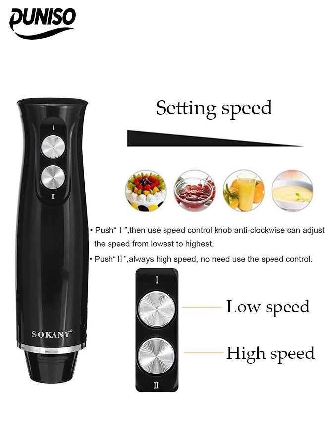 DUNISO خلاط يدوي 4 في 1، مفرمة قوية 500 واط، سرعتين للخلط، مضرب حليب، مضرب بيض، شفرات من الفولاذ المقاوم للصدأ، وعاء تقطيع سعة 500 مل، كأس سعة 700 مل، مثالي لصلصات السموذي، الطعام، والحساء. - Image 3