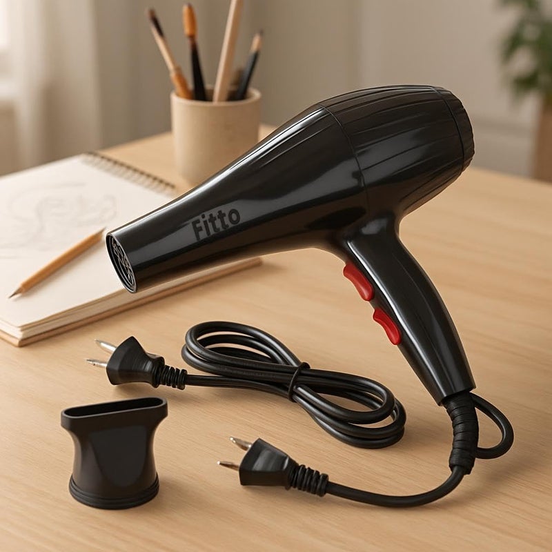 FITTO Hair Blow Dryer 4000W, Professional Mini Hair Dryer with 2 Heat & 3 Speed Settings, Lightweight, Travel-Friendly - Image 2