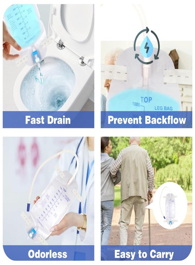 Gadget Beyond 3 Pack Catheter Bags, Premium Easy-Tap Leg Bag Urinary Drainage Bag, 32 Oz with 3 18” Tubing, Anti-Reflux Valve, with Cloth Straps to Attach to Your Foot, Advanced Flip Drain for EZ Disposal - Image 5