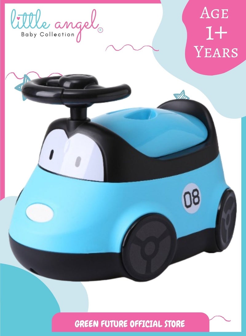 Baby Potty Chair - Fun Car-Shaped Toddler Toilet Seat with Steering Wheel, Potty Training Chair for Kids, Removable Tray, Easy to Clean, Blue