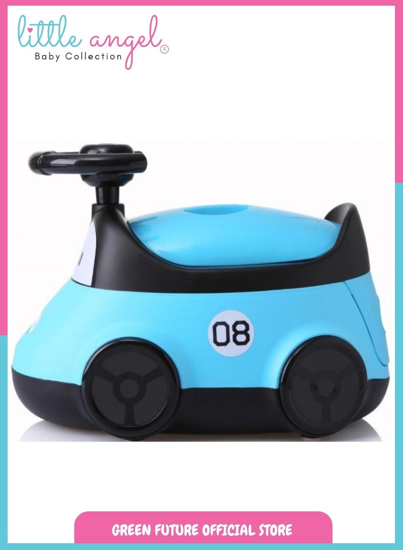 Baby Potty Chair - Fun Car-Shaped Toddler Toilet Seat with Steering Wheel, Potty Training Chair for Kids, Removable Tray, Easy to Clean, Blue