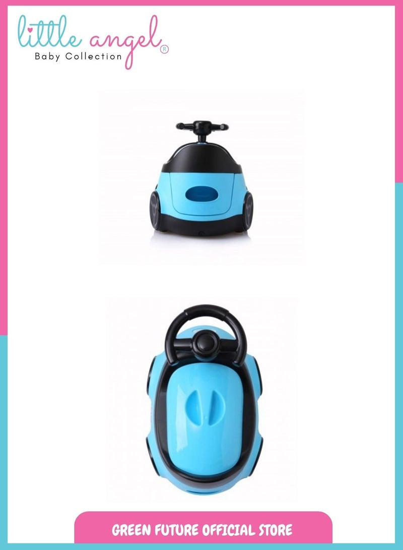 Baby Potty Chair - Fun Car-Shaped Toddler Toilet Seat with Steering Wheel, Potty Training Chair for Kids, Removable Tray, Easy to Clean, Blue
