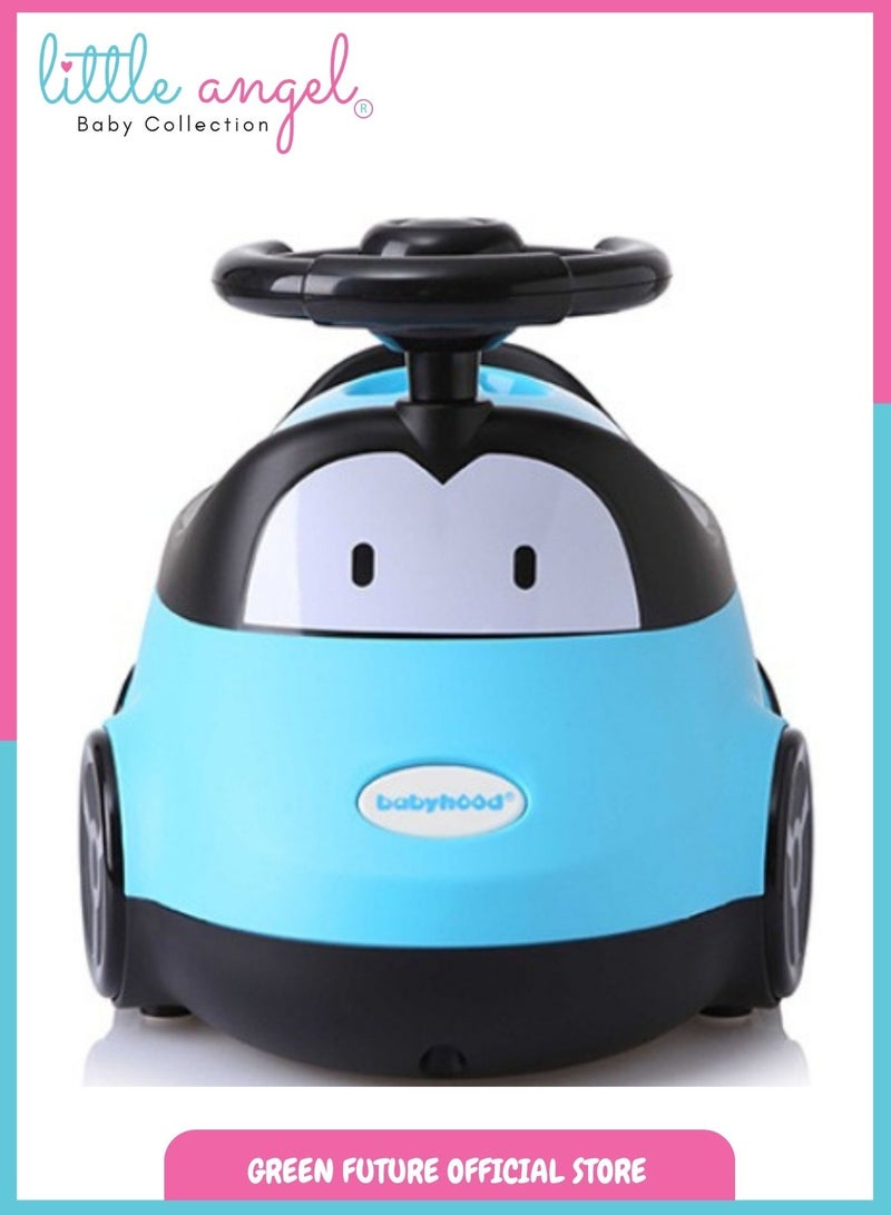 Baby Potty Chair - Fun Car-Shaped Toddler Toilet Seat with Steering Wheel, Potty Training Chair for Kids, Removable Tray, Easy to Clean, Blue